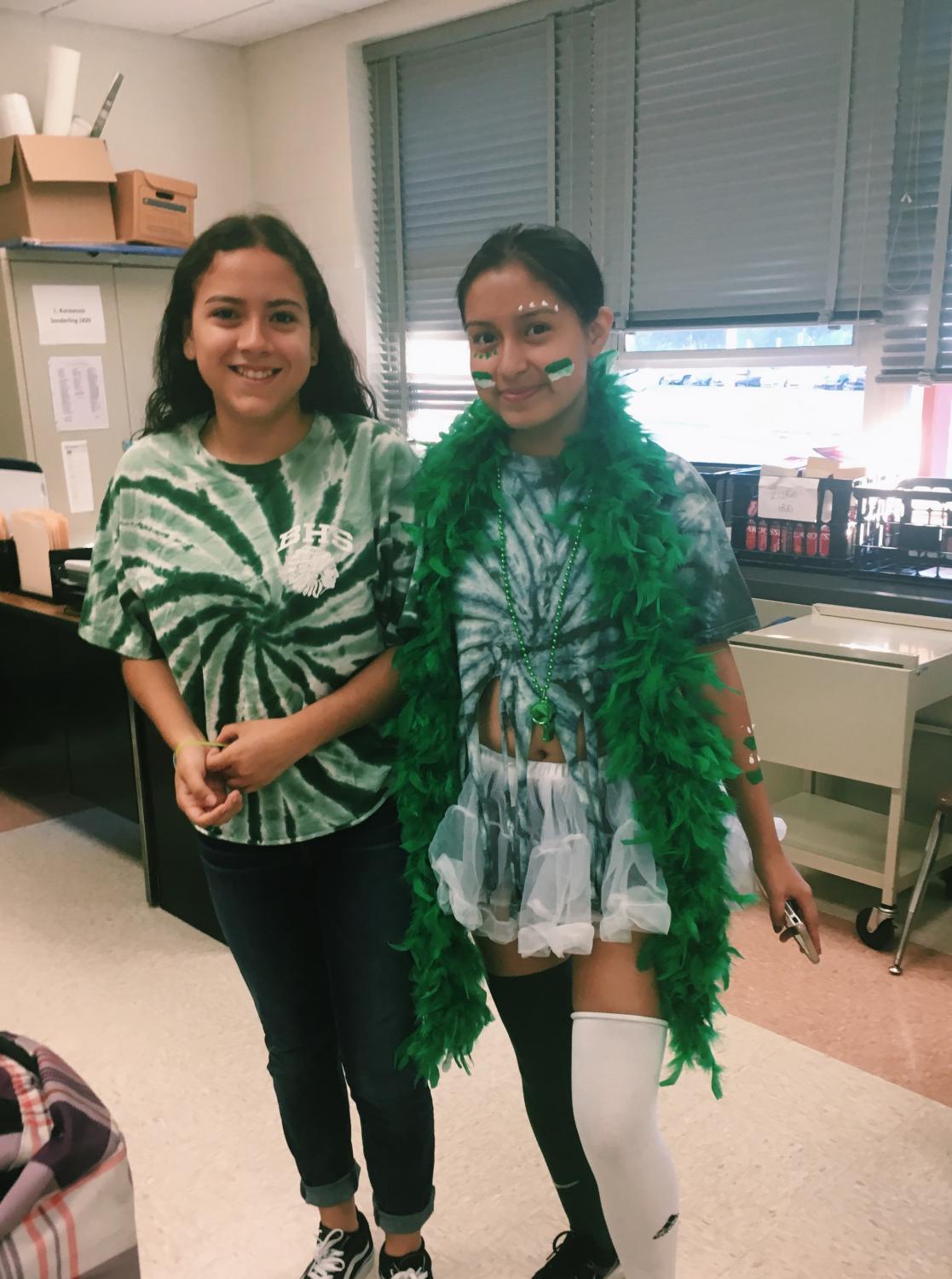 Two ROTC cadets engage in spirit week to Brentwood colors to
show their support for Brentwood High School.