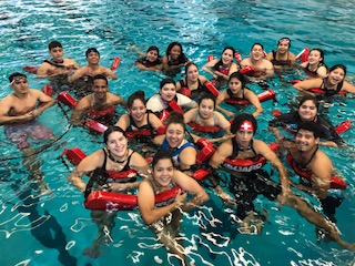 Students preparing to become lifeguard certified.