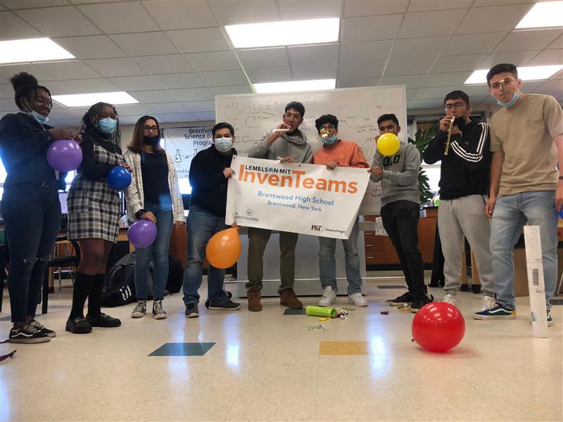 MIT InvenTeam  members, Nicole Olekanm, Rachel Jean Charles, Minnahil Tariq, Joel Perez, Jonathan Tavarez, Javed Chowdhury, Raja Deonanan, David Ramirez, and Kevin Leal, celebrate their great win!