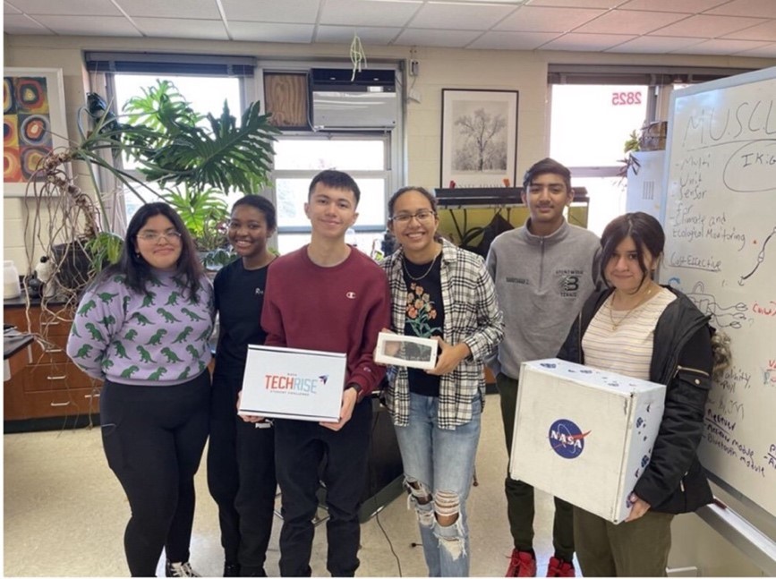 (Left to right) Narely Ortega, Georgette Pierre, Walter Benitez, Stephanie Pizano, Talha Rehman, and Hooriya Tariq.